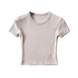 Women T-Shirt round Neck Short Sleeve T-shirt Women's Tight Top