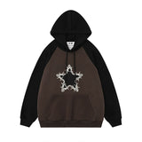 Men Hoodie Hooded Sweaters Menswear Loose Contrast Color Long Sleeves