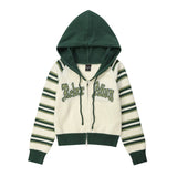 Women Sweater Hooded Knit Cardigan Girls' Autumn Casual Letter Sweater