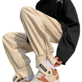Men Sweatpants Waffle Pants Men Loose Design Zipper