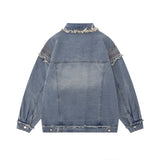 Men Denim Jacket Men's Clothing Washed and Worn Denim Jacket Coat