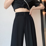 Palazzo Pants Gray High-Grade Suit Straight Narrow Wide-Leg Pants Draping Effect