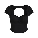 Women T-shirt T-shirt Summer Slim Fit Short Stitching Bottoming Shirt