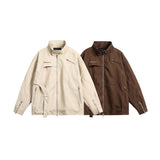 Unisex Jacket Autumn Plain Pocket Casual Coat