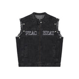 Men Denim Jacket Men's Washed Denim Jacket Vest