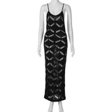 Women Halter Tops Summer Backless Hollow Wool Sling Dress