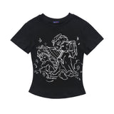 Women T-shirt Printed Short-Sleeved T-shirt for Girls Summer O-neck Short