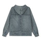Men Denim Jacket Washed Do the Old Cowboy Hooded Sweater Spring and Autumn Loose