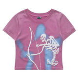 Women T-shirt Printed Short-Sleeved T-shirt Casual Summer round Neck Cotton