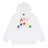 Men Fleece Lined Hoodie High Street Hooded Sweaters Menswear Ins Loose Casual Five-Pointed Star Embroidery