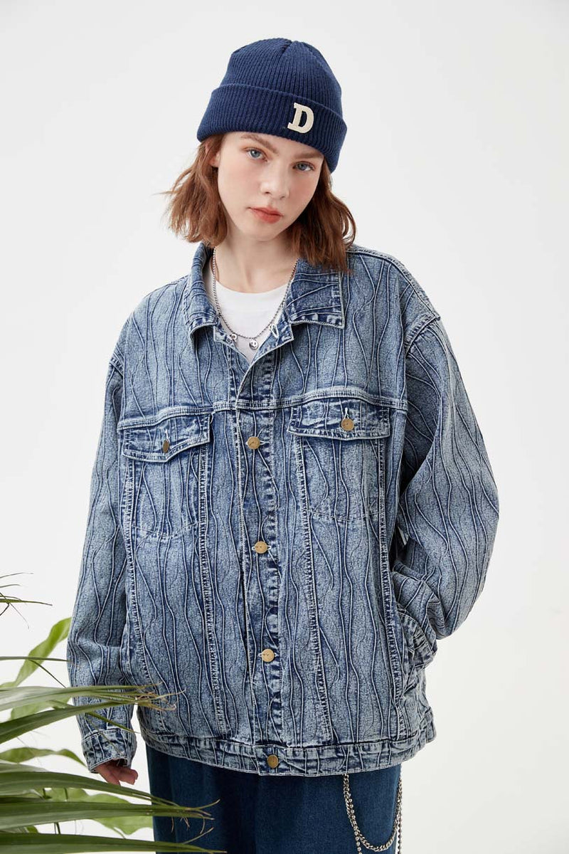 Unisex Jacket Autumn Jacquard Denim Jacket Women's Clothing