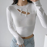 Women T-Shirt Long-Sleeved T-shirt Bottoming Shirt Short Top
