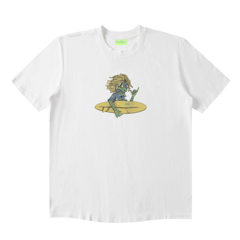 Men T Shirt Vintage Print Short Sleeves T-shirt Men and Women Old Summer Loose