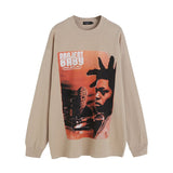 Men Long Sleeve Shirt Hiphop Portrait Retro Long Sleeve Bottoming T-shirt Men and Women Vibe Idle Style