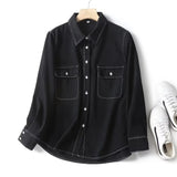Women T-shirt Fashion Women's Wear Denim Shirt Women Autumn and Winter Loose