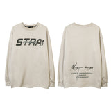 Men Long Sleeve Shirt Letter Printed round Neck Long Sleeve T-shirt Men Loose All-Matching Top
