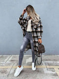 Plaid Trench Coat Fashionable Lengthened Plaid Shirt Women's Coat