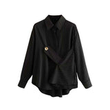 Women T-Shirt Striped Shirt Women's Design Sense Loose Retro