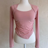 Women Long Sleeve Shirt Spaghetti-Strap Padded Long Sleeve Top Spring