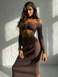 Women Sweater Dress Knitting Suit Autumn and Winter Women's Clothing Long Sleeve Sweater Dress