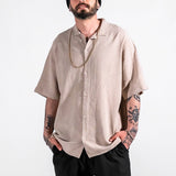 Men Shirt Summer Men's Short Sleeve Solid Color Casual