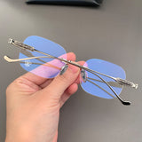 CHH Chrome Hearts Glasses Frameless Punched Retro Square Round Versatile Myopia Glasses Frame