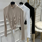 Women Long Sleeve Shirt Short Bottoming Shirt Long Sleeve