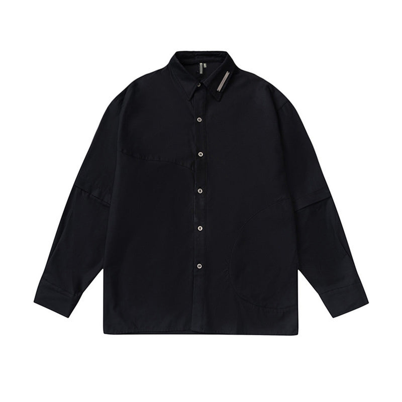 Men Long Sleeve T Shirt Solid Color Long Sleeve Men's Ins Fashion Brand Street Loose Half-Sleeve Top