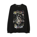 Men Long Sleeve Shirt T-shirt Long Sleeve Floral Print Loose Hiphop Bottoming Shirt for Men and Women