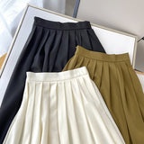Women Skirt Summer Vintage Artistic Mid-Length Pleated Skirt