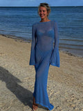Women Sweater Dress Knitted Polo Long Skirt Sun Protection Dress Women