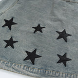 Men Denim Jacket XINGX Embroidered Stitching Denim Clothes Jacket Men's Autumn and Winter Washed and Worn Coat