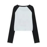 Women Long Sleeve T-Shirt Long Sleeve T-shirt for Girls Fall Color-Blocking Casual Short