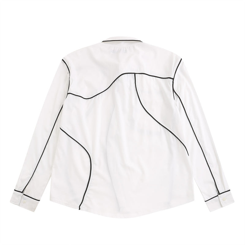 Men Long Sleeve T Shirt Men's Spring and Autumn Loose with Shoulder Pad Lapel Cardigan Shirt