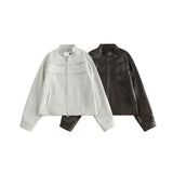 Unisex Jacket Autumn Retro Shoulder Pu Coat Women's Clothing