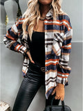 Plaid Trench Coat Autumn and Winter Long Sleeve Plaid Coat