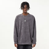 Men Hoodie Simple Embroidered Letter Crew Neck Sweatshirt