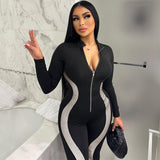 Women Jumpsuit Fashion Stitching Long Sleeve Sports Yoga Jumpsuit