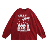 Men Hoodie Printed Crew Neck Sweatshirt Men's Loose Sports Autumn Top