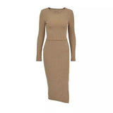 Women Co-Ord Set Turtleneck Long Sleeve Narrow Skirt Suit Women