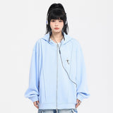Men Hoodie Cardigan Sweater Men's Loose Casual Spring and Autumn Distressed Hooded