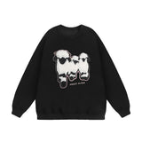 Men Hoodie Flocking Embroidered Lamb Animal Loose Sweater