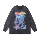 Men Long Sleeve Shirt Women's Team Portrait Printing Distressed Long Sleeve T-shirt Men and Women Retro