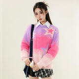 Women Sweater Color-Block Crew Neck Women's Loose Autumn Sweater