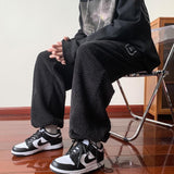 Men Sweatpants Woven Design Sports Casual Retro Loose Straight
