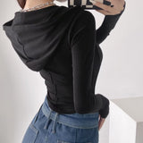 Women T-Shirt Autumn Long-Sleeved Hooded T-shirt