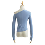 Women's T-Shirt Long-Sleeved T-shirt Women's Autumn Slim-Fit Pleated Bottoming Shirt Top