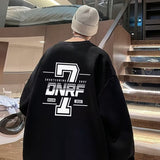 Men Hoodie round Neck Sweater Men's Spring and Autumn Casual Oversized Loose-Fitting Pattern Print
