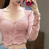 Women Long Sleeve Shirt Women's V-neck Top
