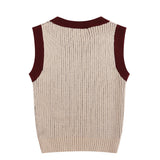 Women Vest Knitted Vest Women's Contrast Color Fit Short Sleeveless Top